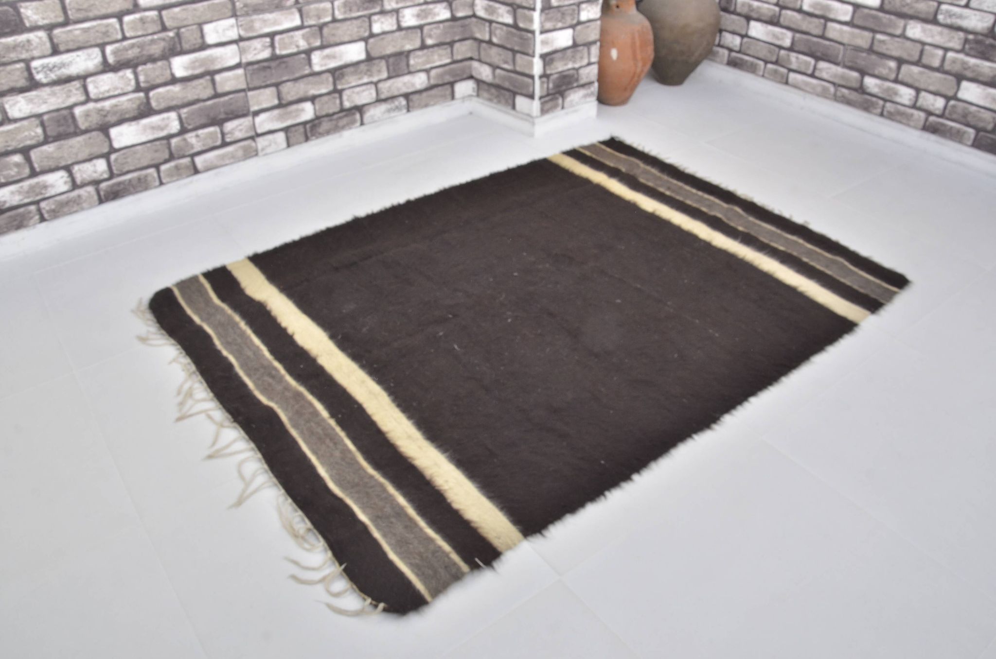 Vintage Anatolian Black Blanket Rug sku 1652