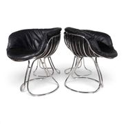 Set of 4 Pan Am dining chairs, chrome, leather by Gastone Rinaldi for RIMA,