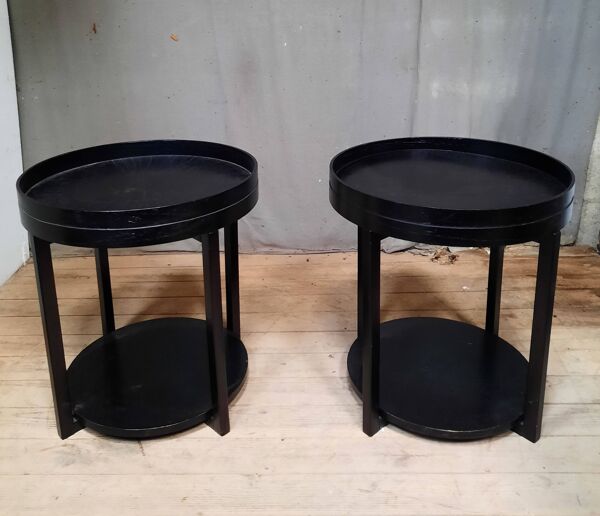 Paire de table basse ronde à plateau