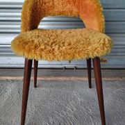 Authentic old vintage furry armchair in good condition