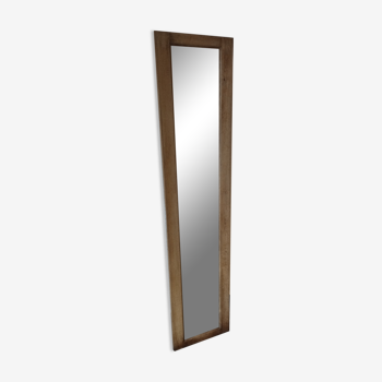 Beveled mirror vintage blond oak frame