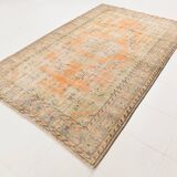 6x10 Peach Orange Large Vintage Rug, 184x290 Cm