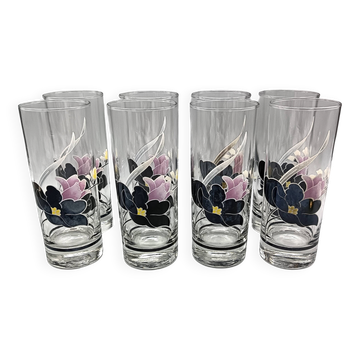 8 VERRES Luminarc modèle anaïs rose noire vintage longdrink