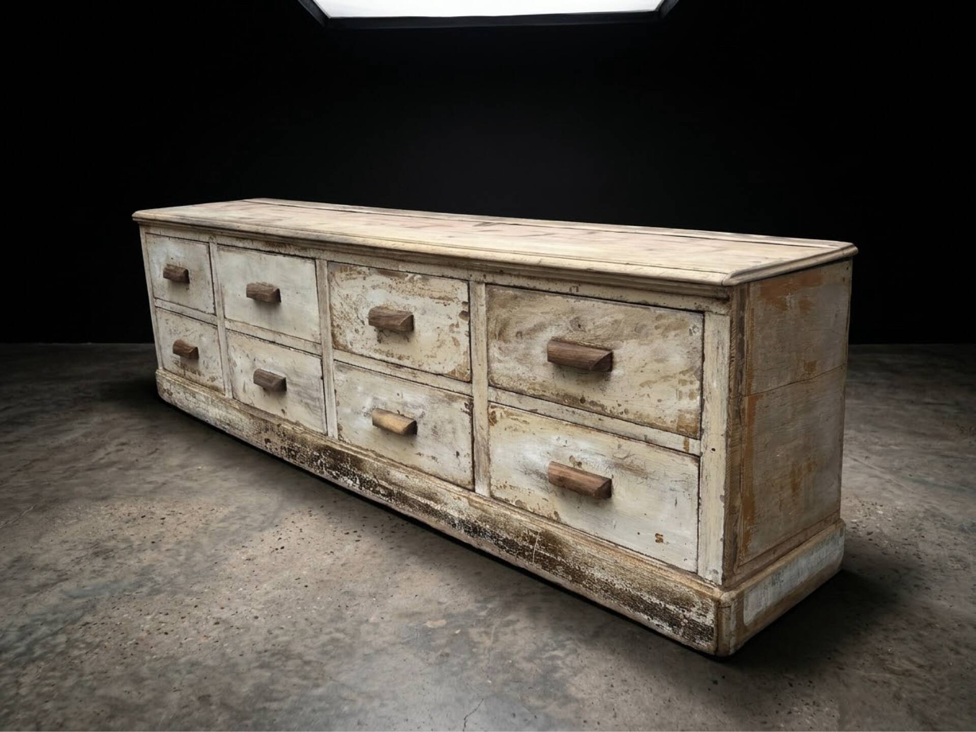 Very beautiful antique shop workbench with 8 drawers.