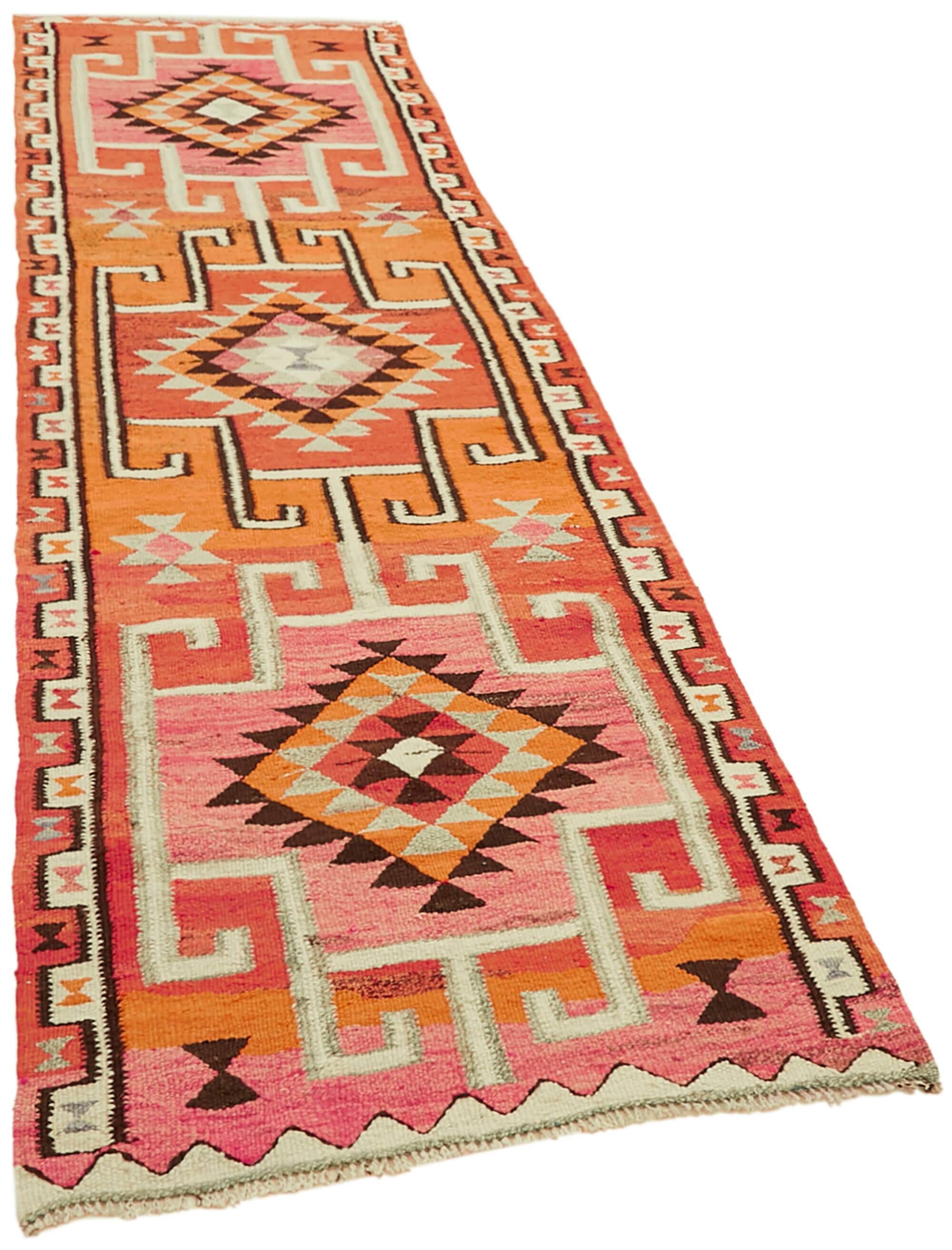 Turkish Handwoven Vintage Herki Kilim 98 cm x 322 cm