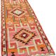 Turkish Handwoven Vintage Herki Kilim 98 cm x 322 cm