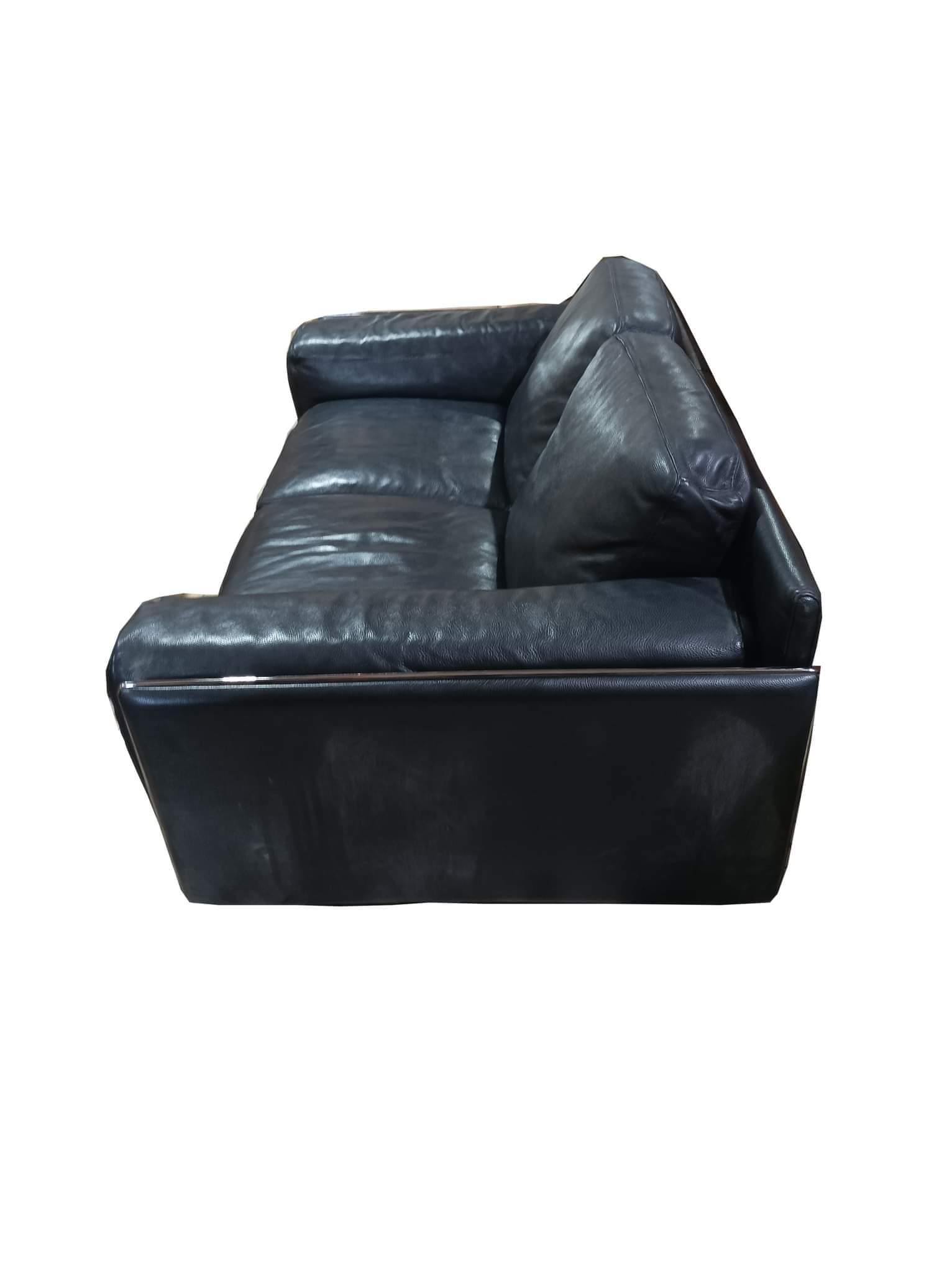 Old sofa armchair 2 places leather rock bobois vintage