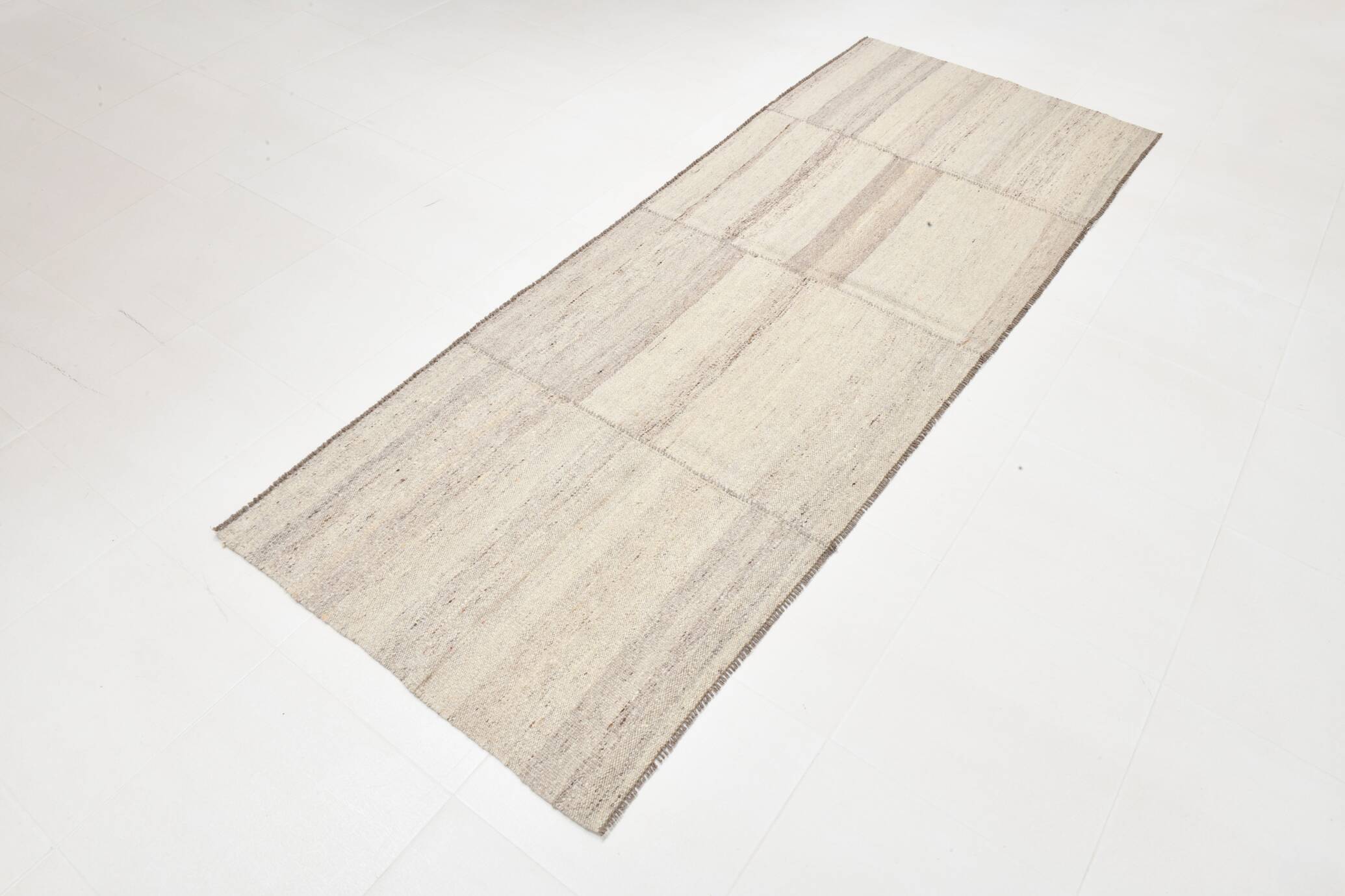 Beige & Brown Kilim Runner Rug, 95x257Cm