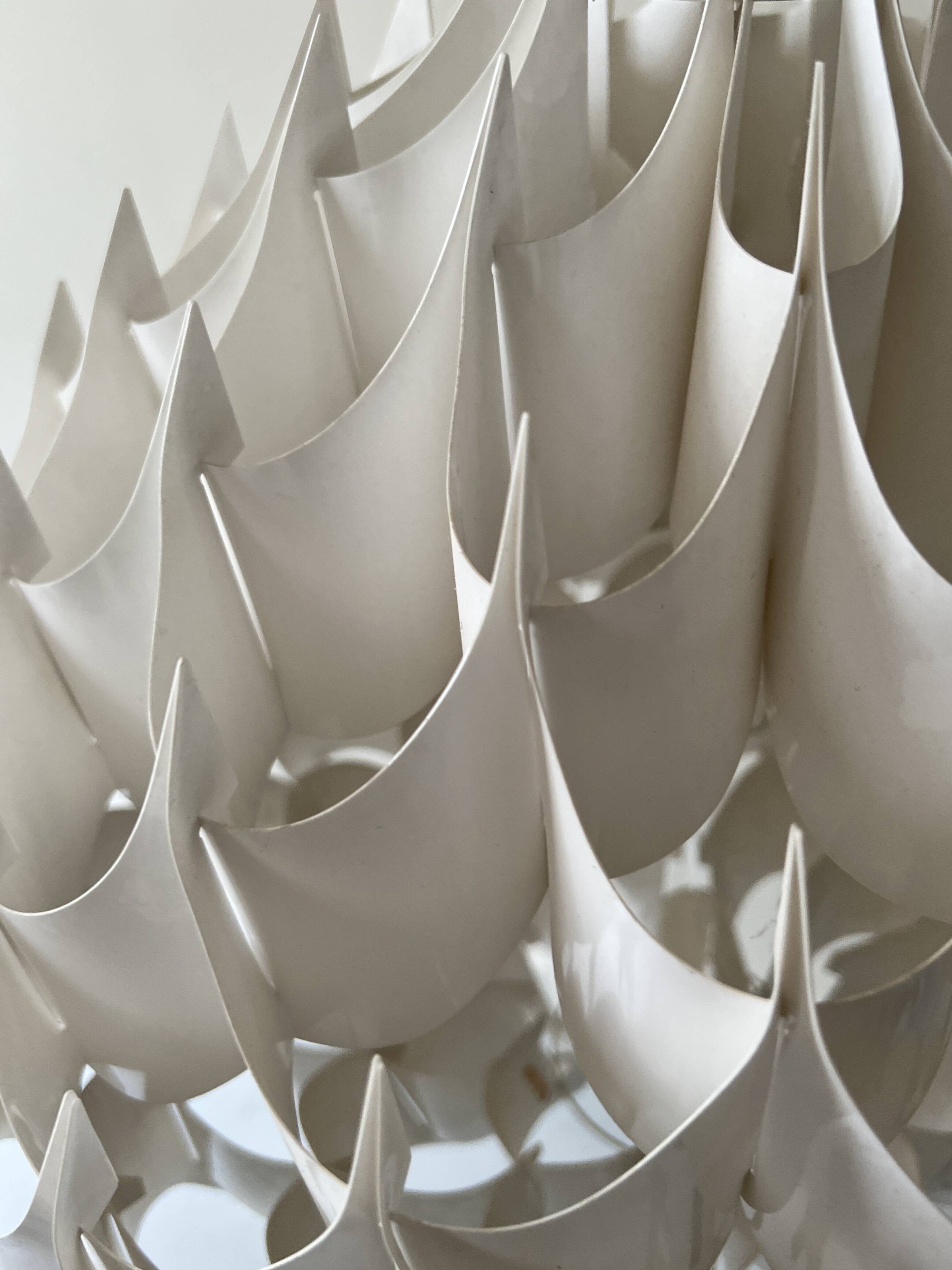 Rhythmic sculptural globe pendant light by H. Milanda, Scandinavian design, 1970