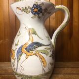Old moustiers white ceramic pitcher vintage painted decor