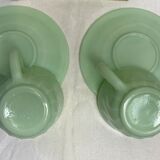 Lot de 2 tasses en opaline verte anciennes