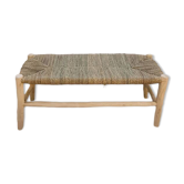 Bench in solid wood and natural wickerwork