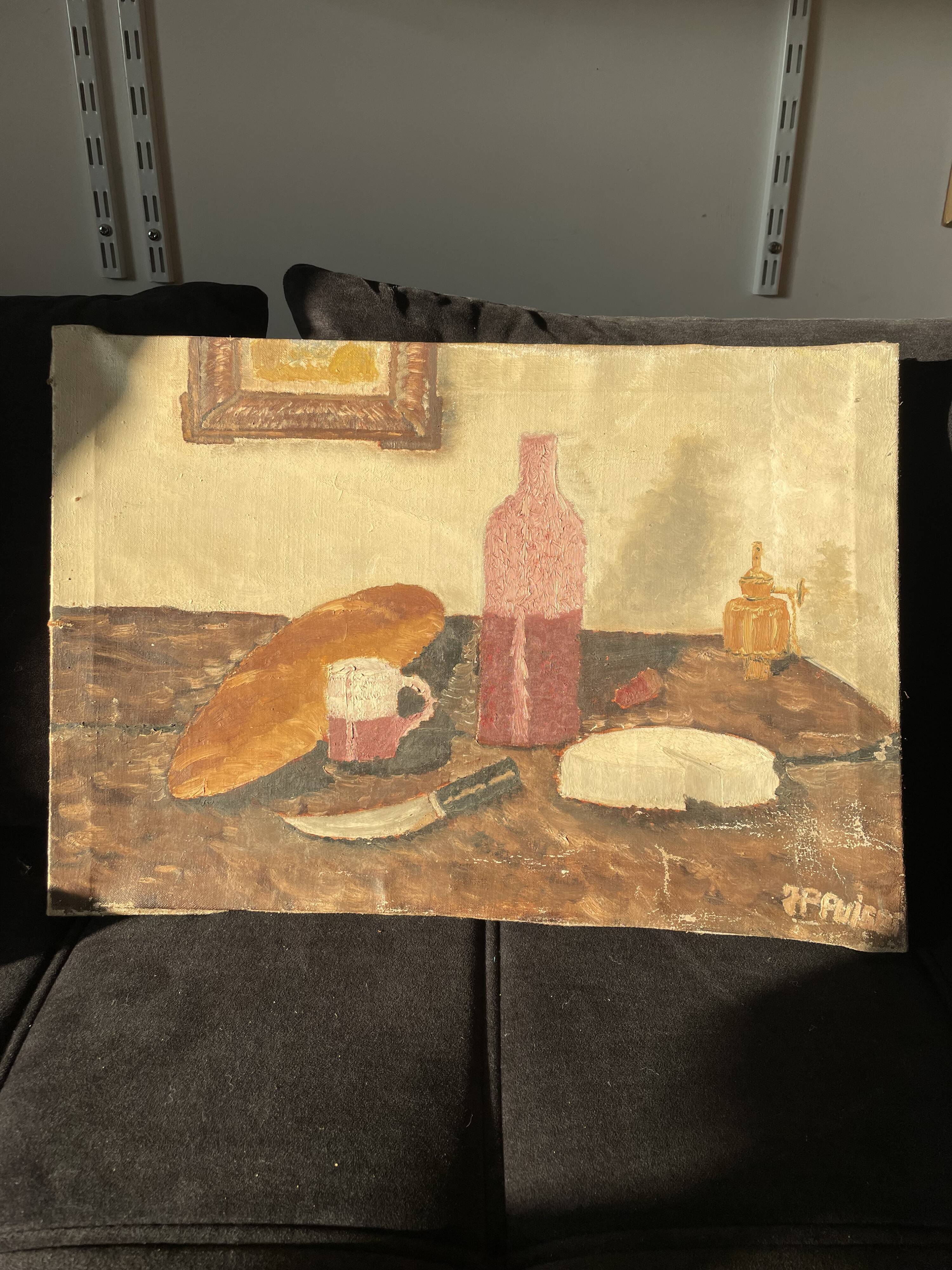 Nature morte à l'huile naïve 19ème-début 20ème