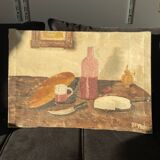 Nature morte à l'huile naïve 19ème-début 20ème