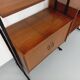 Vintage Italian double modular bookshelf in teak and metal.