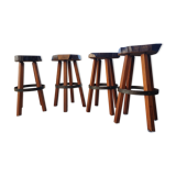 Brutalist stools vintage light wood 70'
