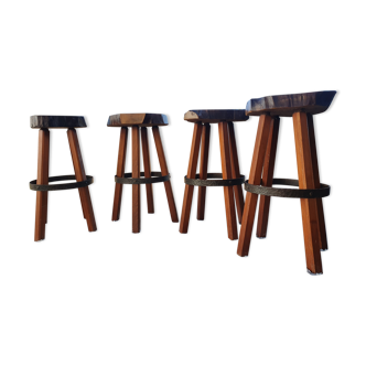 Brutalist stools vintage light wood 70'