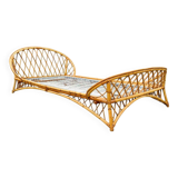 Rattan basket bed 90x190 vintage 1960