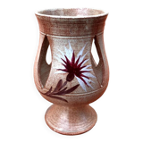 1970s Candle holder / Lantern on a ceramic pedestal with thistle decoration