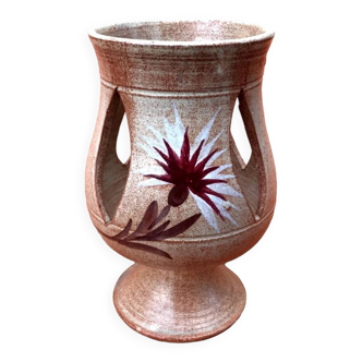 1970s Candle holder / Lantern on a ceramic pedestal with thistle decoration