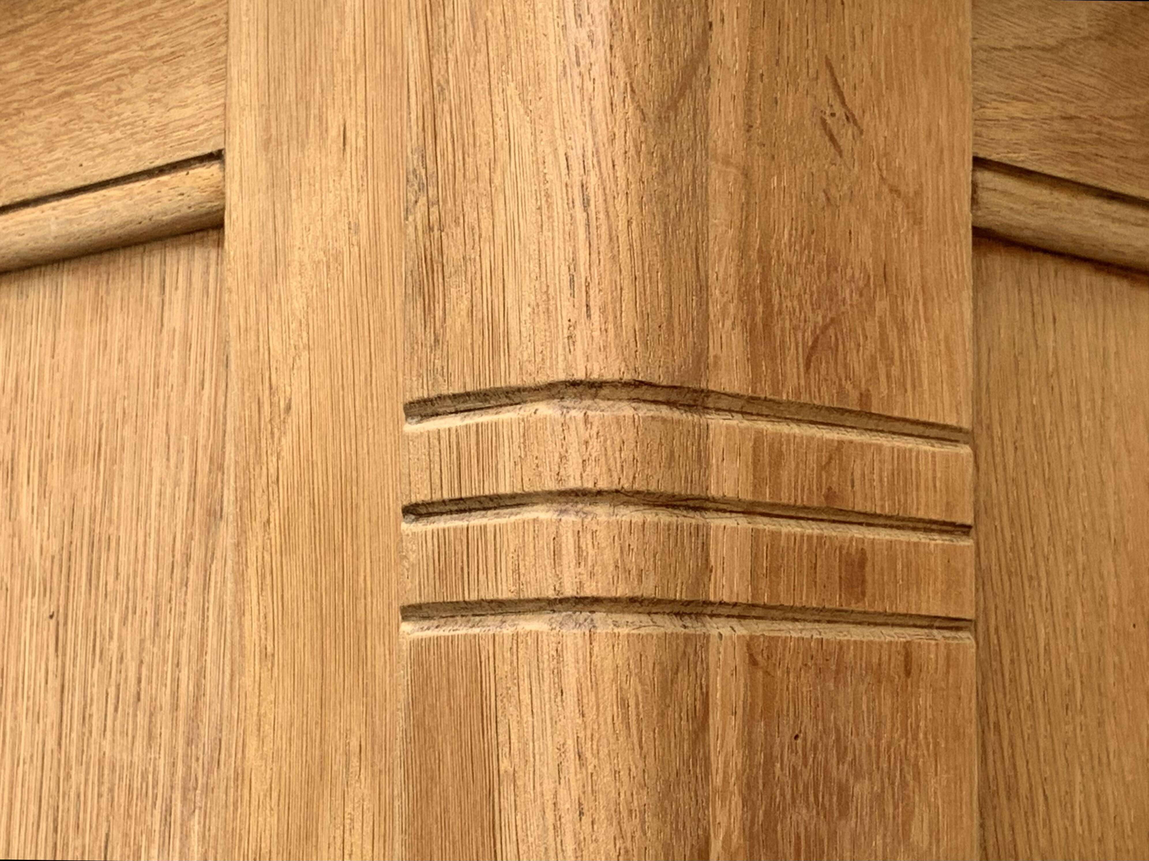 Parisian art deco wardrobe sliding doors solid raw oak