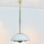 Glashütte Limburg Mushroom Pendant Light in Opal Glass and Brass