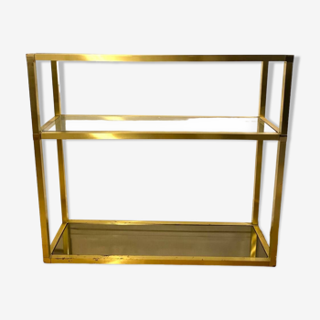 3-tier shelf in glass, mirror and brass