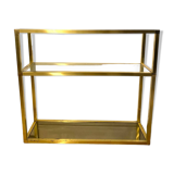 3-tier shelf in glass, mirror and brass