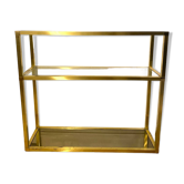 3-tier shelf in glass, mirror and brass