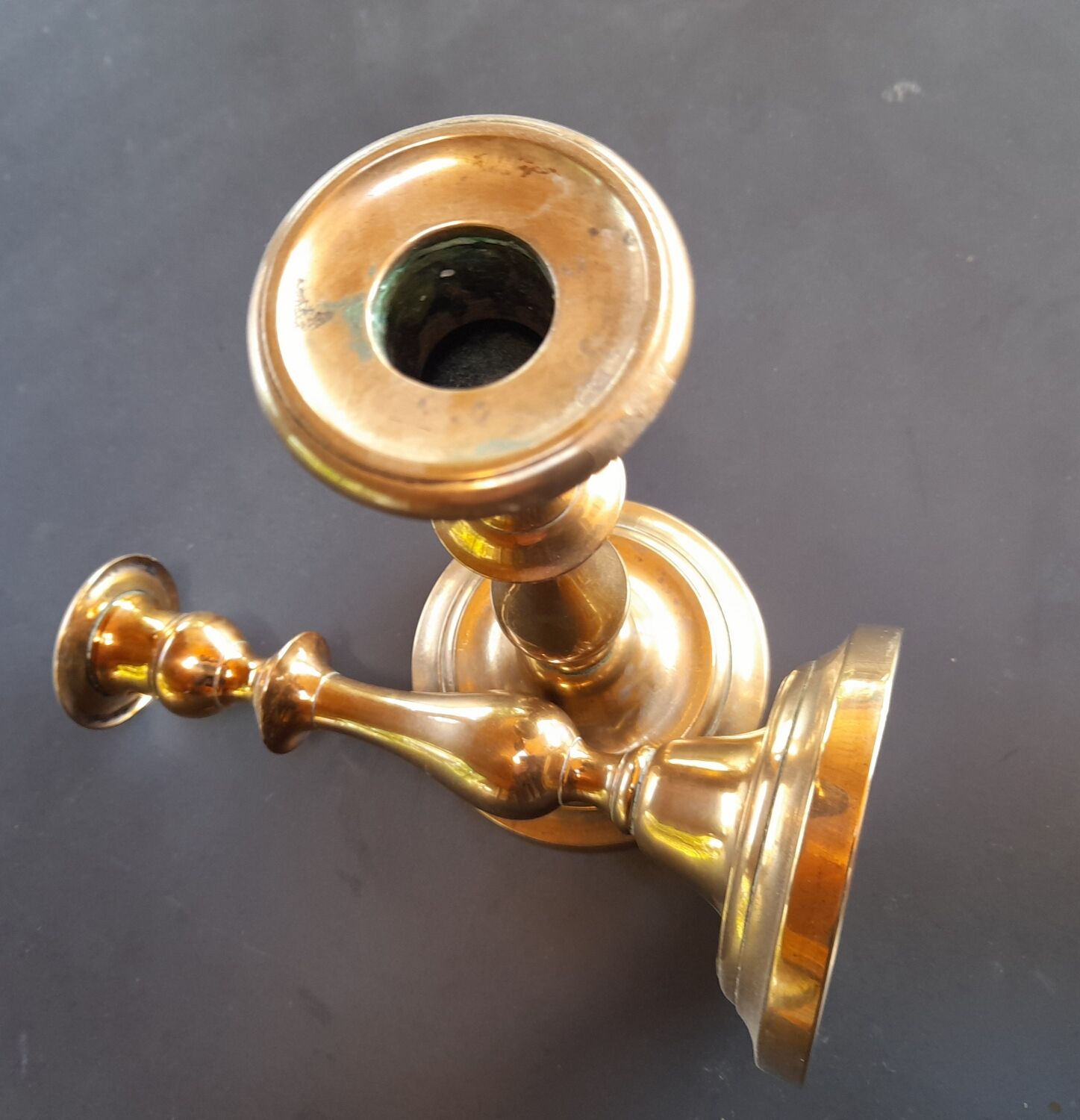 Pair of bronze candle holders old