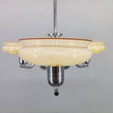 Art Deco Chandelier by Napako, Chrome & Marble Glass, 1930s