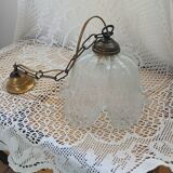 Vintage frosted blown glass pendant light