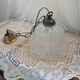 Vintage frosted blown glass pendant light