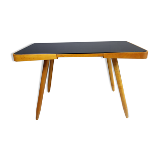 Black glass table by Jiri Jiroutek for Interier Praha 1960