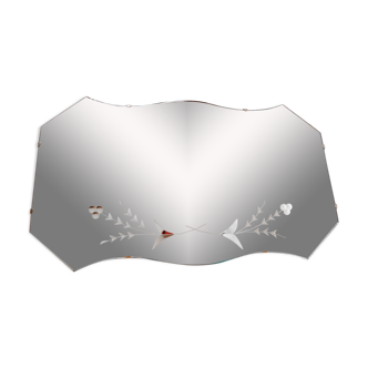 Beveled and chiseled art deco mirror