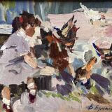 Tableau Huile sur toile marouflée sur carton dimension : 28x33 cm-