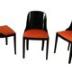 Art Deco Chair in Ebonized Wood, Orange Fabric, France, 1930