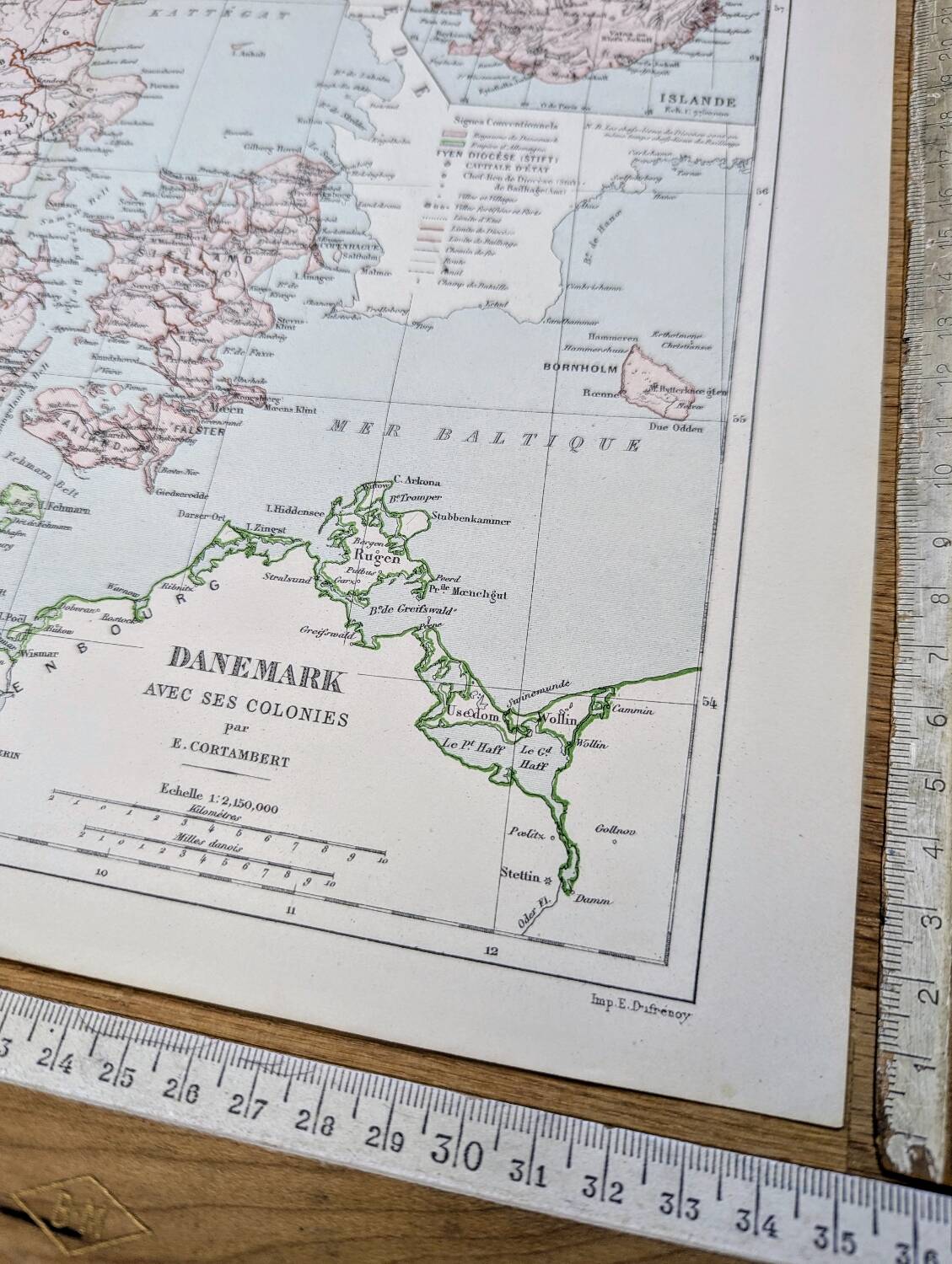 Denmark and dependencies, period map, 1887, Authentic