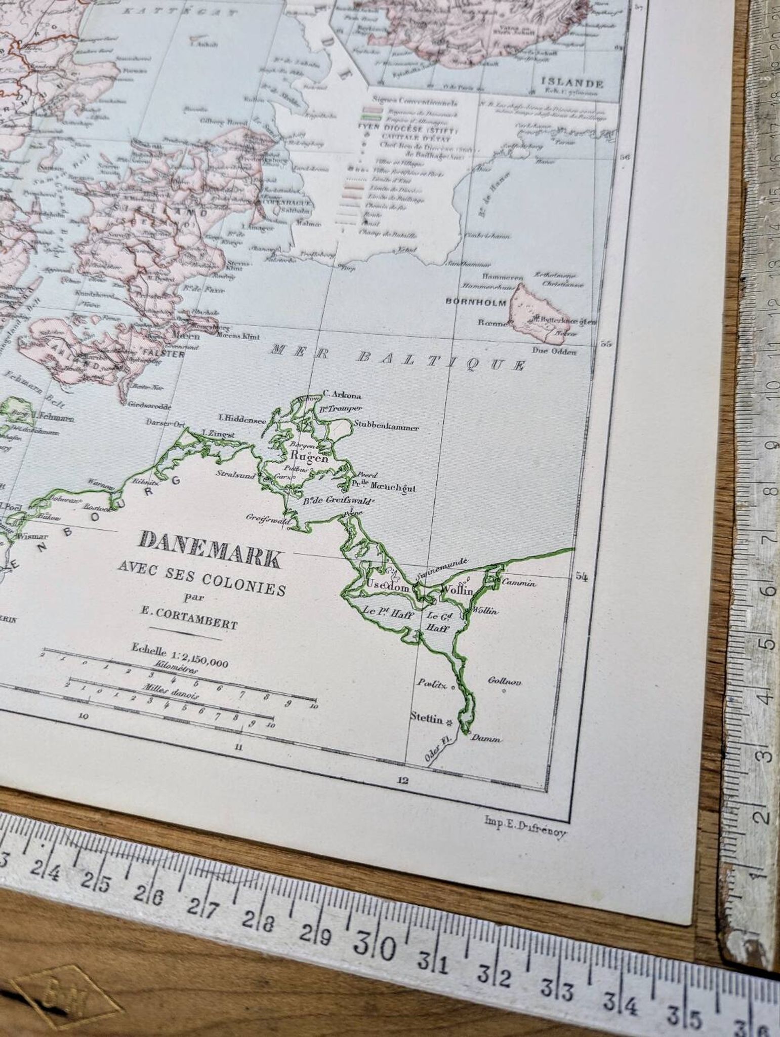 Denmark and dependencies, period map, 1887, Authentic