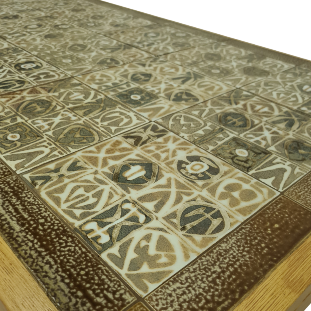 Scandinavian oak and tile coffee table, Denmark 1960s