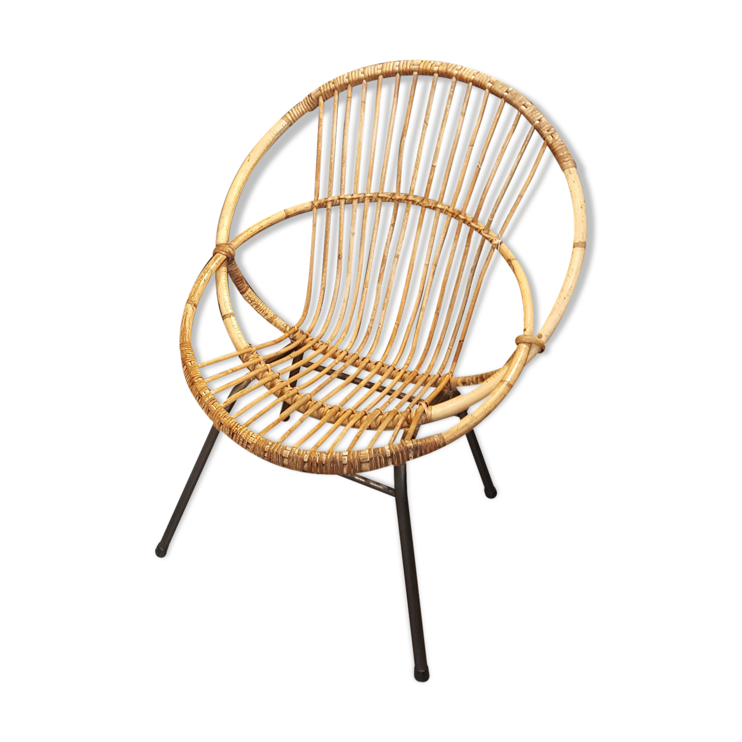 Fauteuil rotin pieds acier