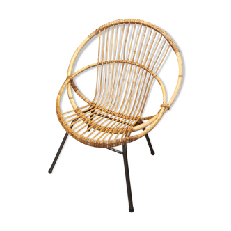 Armchair rattan feet steel