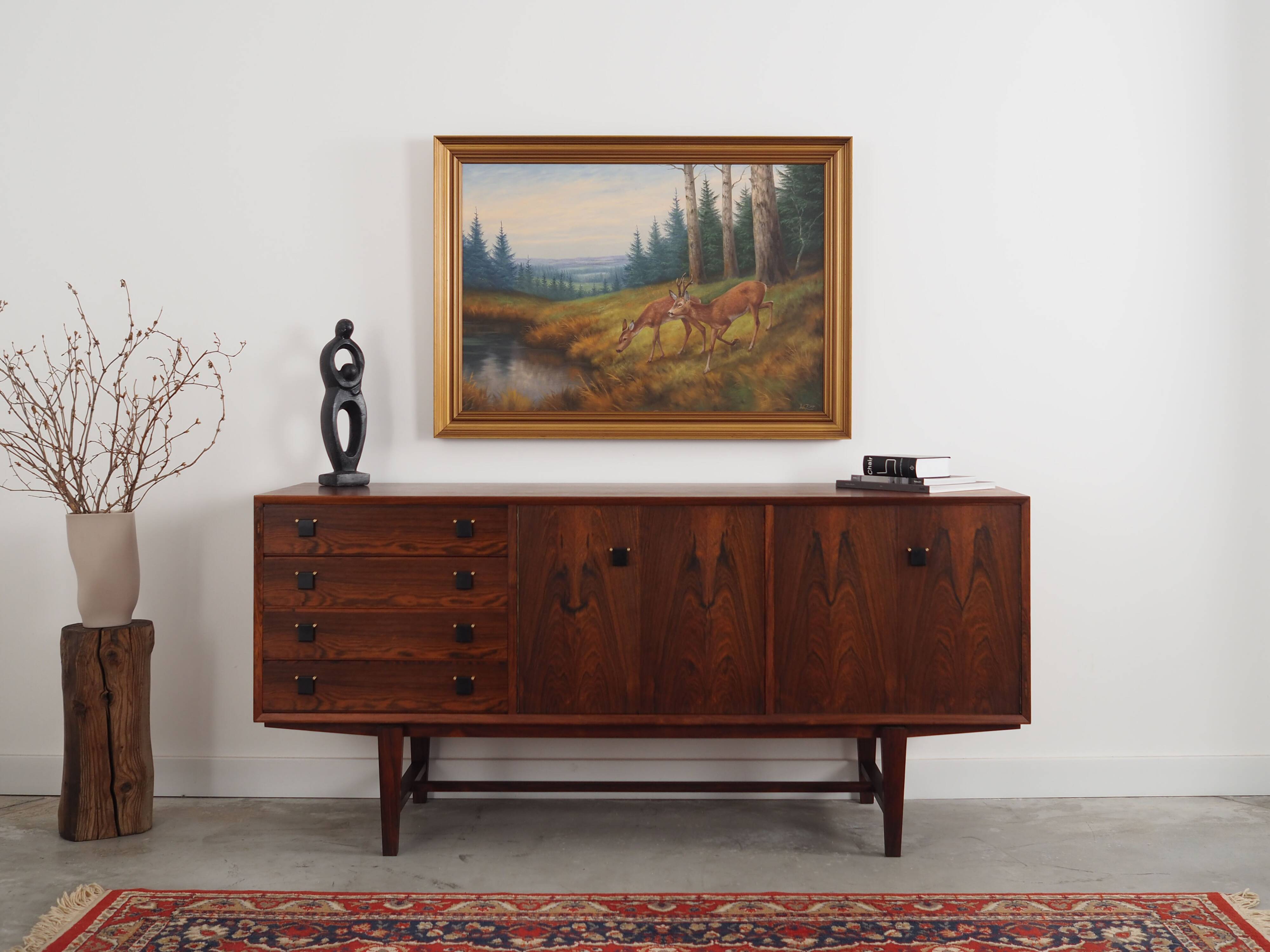 Peinture « Deux cerfs au bord de l'eau », design danois, années 1960, de Wolmer Zier