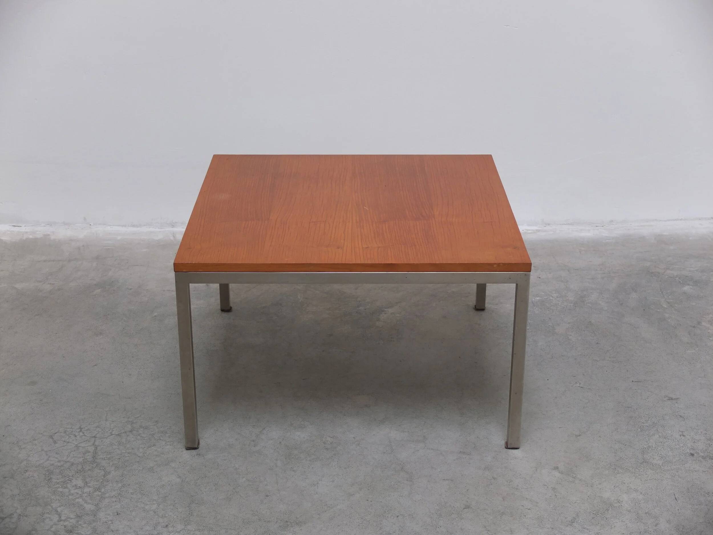 Modernist cherry wood & metal coffee table by Jules Mijs, 1959