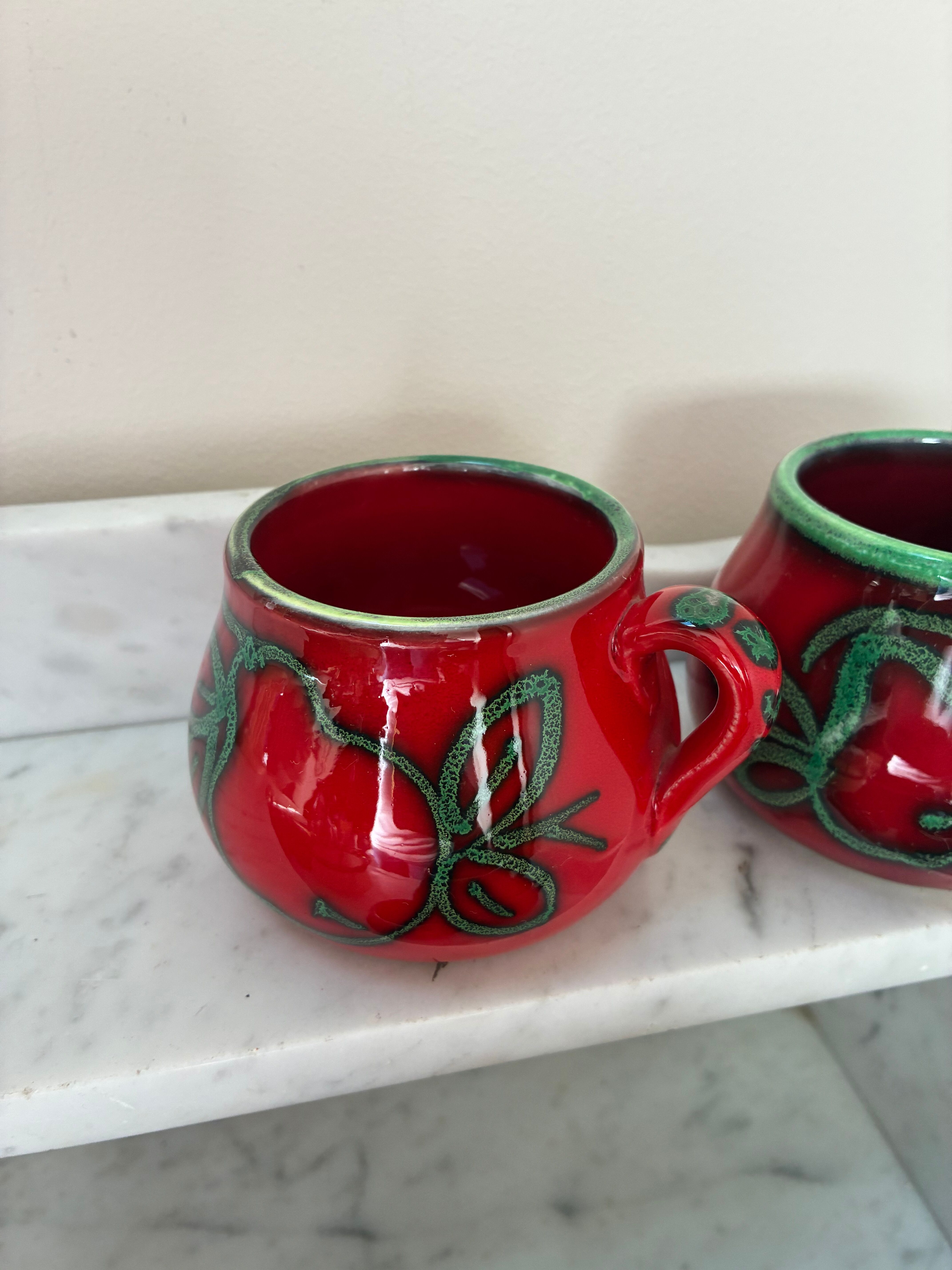 Vintage Italy handmade glazed ceramic cups