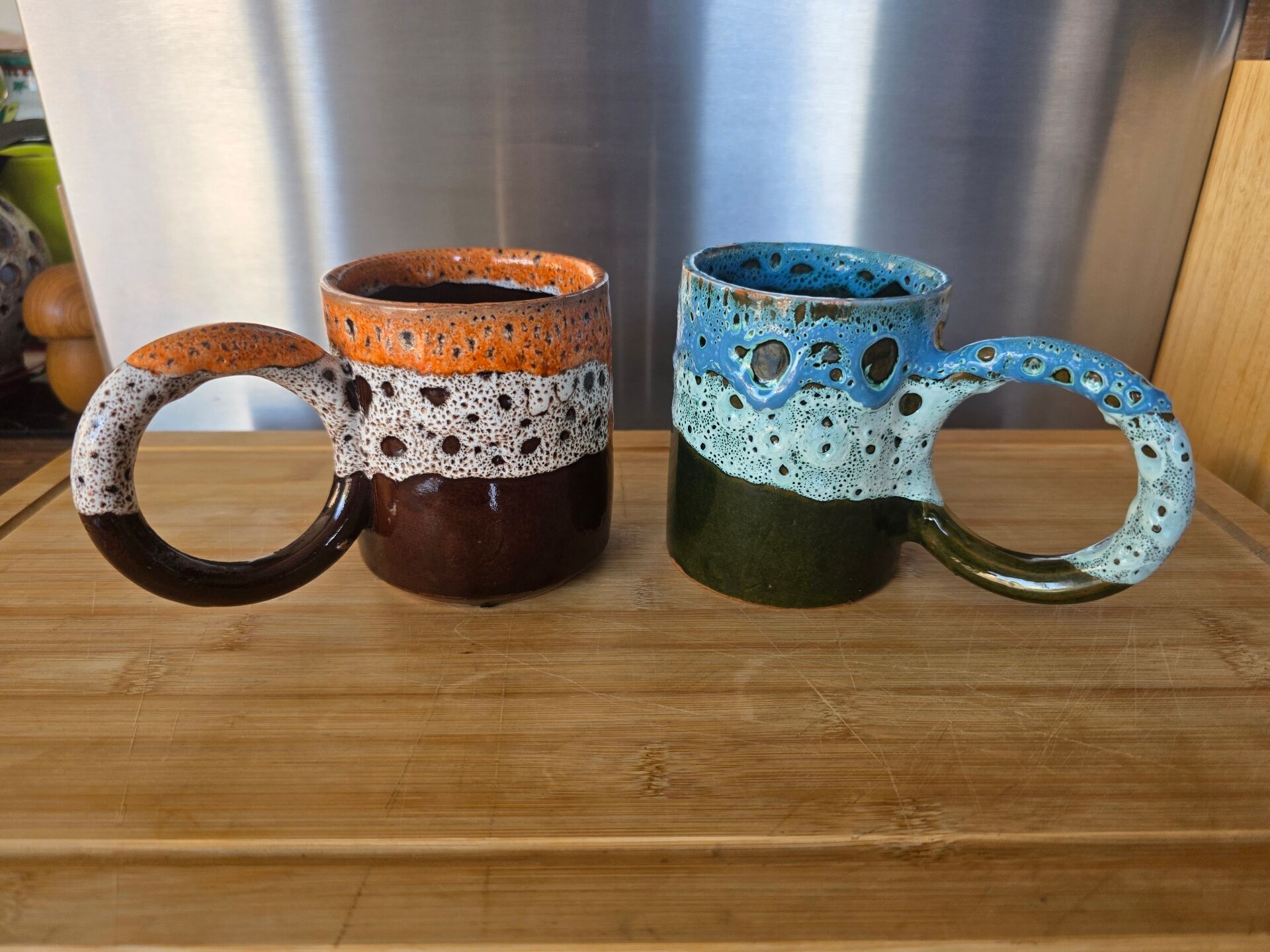Duo de mugs artisanaux style "Fat Lava" / Vallauris