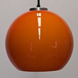 Orange opaline ball pendant light, 60s/70s