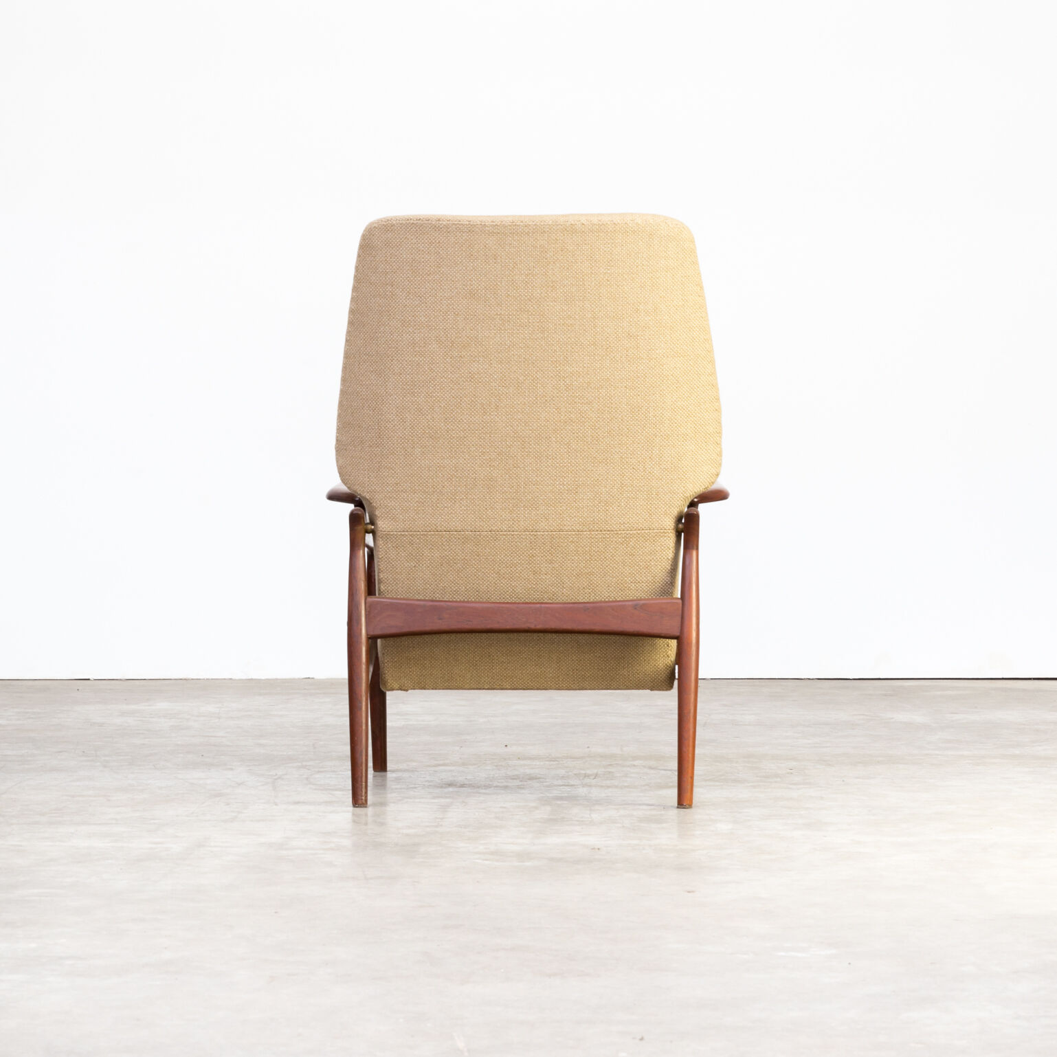 60s John Boné teak and wool adjustable lounge chair for Advance Design