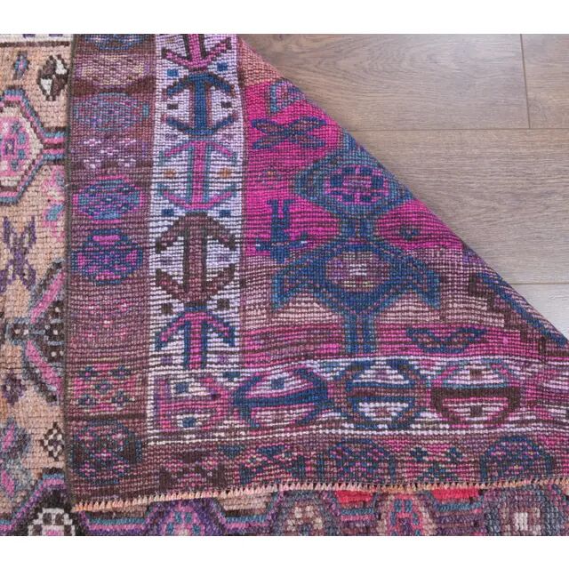 Vintage Turkish Oushak Handmade Cotton Pink Wool Area Rug 120x206