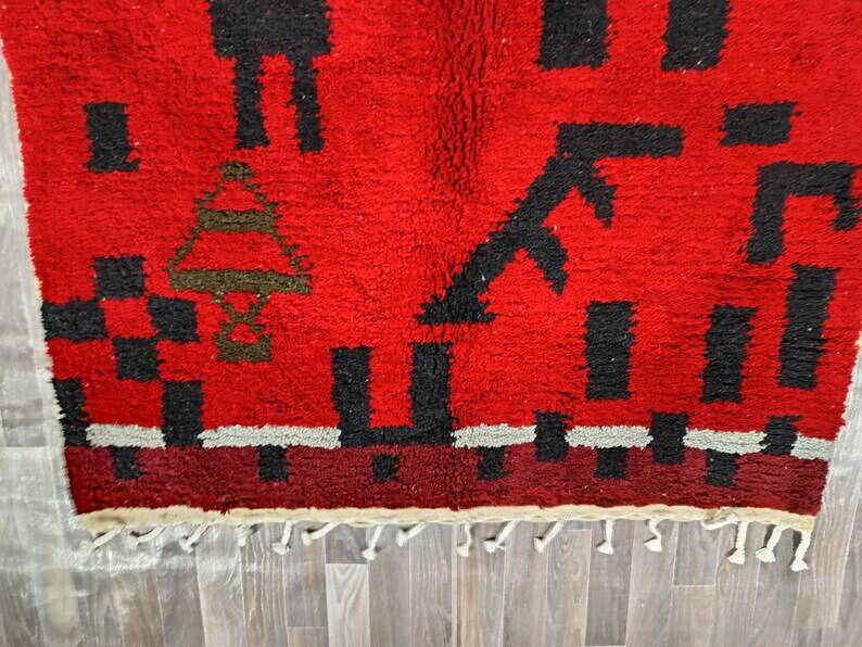 Handmade colorful wool Berber rug 200cmx200cm